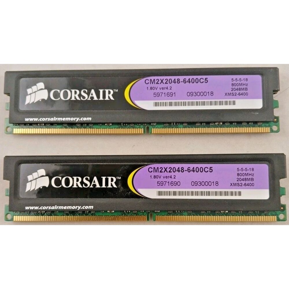 (2x2GB) 4GB DDR2-800 MHz DIMM Corsair CM2X2048-6400C5 – 1.9V – Ver 3.1